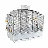 Ferplast Vogelkäfig Wellensittich Käfig Exotenkäfig, inkl. Vogelspielzeug, Vogel-Futternapf, Vogel-Sitzstangen, Geeignet Brutperiode mit Trennwand, 71 x 38 x h 60,5 cm.