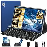 ZIOVO Tablet 11 Zoll 16GB RAM+256GB ROM/TF 1TB, Android 13 mit Octa-Core 2.0 GHz, 8600mAh, FHD 2000 * 1200, 5MP+13MP+2MP, 5G WLAN, BT 5.0, AGPS Tablet mit Tastatur und Maus-Blau