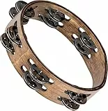 Meinl Percussion Compact Wood Tambourine - 2-reihiges Tamburin - Durchmesser 8 Zoll - Siam Eiche / Stahl, Walnut Brown/ Natur (CTA2WB)