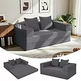 MeMoreCool 4-in-1 Boneless Couch, Umwandelbares Schlafsofa mit Armlehnen, Faltbare Matratze und Schlafsessel, Bequemes Schlafcouch für Wohnzimmer und Schlafzimmer als Lounge oder Gästebett
