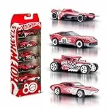 Hot Wheels Spielzeugautos, 5er-Pack Spielzeugautos im Maßstab 1:64 mit Deko und Verpackung zum Sammeln, Core Mattel 80. Jubiläum, Set mit 5 Fahrzeugen, JGK08