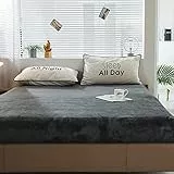 Michorinee Warme Fleece Spannbettlaken 140x200cm Cashmere Touch Kuschelig Flauschig Plüsch Flanell Bettlaken Spannbetttuch für Boxspringbett Topper Matratze bis 30 cm Hohe Dunkelgrau