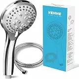 VEHHE Duschkopf mit Schlauch 1,5m, Chrome 5 Strahlarten Duschbrause, Hochdruck Dusche Sparduschkopf, Wassersparend Handbrause für Erwachsene Kinder Hausetiere