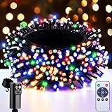 LED Lichterkette Weihnachtsbaum Außen Batterie - 15M 150LED USB Wiederaufladbar Weihnachtsbeleuchtung Aussen Bunt Mit Fernbedienung/Timer, Wasserdicht Cluster Lichterkette Für Balkon Garten Party