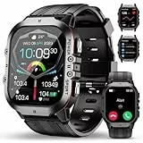 OUKITEL Smartwatch Herren Militär mit Telefonfunktion,Robust Sportuhr 120+Sportmodi mit Herzfrequenz/SPO2/Herzfrequenz,5ATM Wasserdicht Fitnessuhr mit Schlafmonitor, Touchscreen für iOS/Android