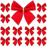 Amosfun Weihnachtsbaumschmuck 12 StüCk Schleifen HäNgende Christbaumdekorationen Rote Samt Schleifen FüR Festliche Weihnachten Deko Baum Und Geschenkverpackung