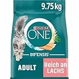 PURINA ONE Bifensis Trockenfutter mit Lachs für ausgewachsene Katzen, 9,75 kg