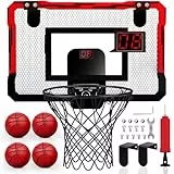 Yimore Mini Basketballkorb Indoor fürs Zimmer, Basketballkorb Kinder Outdoor, Basketball Korb mit Automatischer Wertung mit 4 Bällen, Spielzeug Basketballkörbe Tür Set Jungen Geschenk