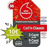 Vodafone Prepaid CallYa Classic eSIM | 10 EUR Startguthaben I ohne Vertrag | 5G-Netz | 9 Ct. pro Min/SMS