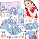 FORMIZON Geschenke für Mädchen, DIY Trinkflasche Baseballkappe Federtasche, Bastelsets Trinkflasche mit Einhorn Aufklebern, Geburtstag Geschenk Schulanfang für Mädchen 4 5 6 7 8 9 Jahre (Blau)