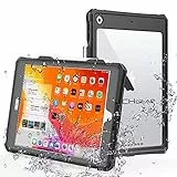 TECHGEAR Wasserdichte Hülle für iPad 10.2 2021/2020/2019 [9. 8. 7. Generation] {Poseidon Case} Schlanke Robuste Rüstung Stoßfest, waterproof, mit eingebauter Displayschutzfolie + Ständer & Umhängeband