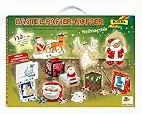 folia 922 - Bastelpapierkoffer Weihnachten, 110 Teile - Kreativset für Kinder und Erwachsene mit Bastelpapier und Dekoelementen