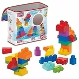 MEGA BLOKS Fisher-Price Bausteine für Kleinkinder, großer Bausteinebeutel mit 80 Teilen und Aufbewahrungsmöglichkeit, Blau, Geschenkideen für Kinder ab 1 Jahr, DCH63
