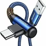 AINOPE Ladekabel USB C 3.1A Schnellladekabel, 1M USB A zu USB C Ladekabel Winkel, Haltbares Nylon Geflochtenes Kabel für Samsung S20 S10 S9 S8 Plus, Note 10 9 8 LG V30 V20 G6