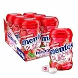 Mentos Kaugummi Pure Fresh Erdbeere, 6 Boxen zuckerfreie Chewing Gum Dragees mit Erdbeer-Geschmack & flüssiger Füllung, Multipack (6 x 35 Stück)