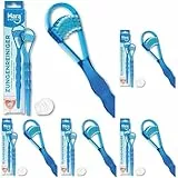 MARA EXPERT Zungenreiniger PROFESSIONAL für SICHERER ATEM, Zungen-Bürste & Schaber in 1, entfernt bakterielle Zungenbeläge & reinigt die Zunge gründlich, sanft und effektiv (BLAU/ROT/TRANSPARENT))