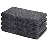 Lavea® 4er Set Handtücher 50x100 cm, Elena Frottiererie, 100% Baumwolle, Frottier Badetuch, saugstark und weich, Sporthandtuch, 60°C waschbar, trocknergeeignet, Handtuch Set, Frottee, Anthrazit