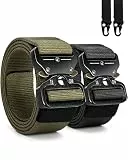 2er Unisex Gürtel Nylon Canvas Belt, Schnellverschluss Military Style Shooters Nylon Gürtel mit Metallschnalle, Armee-Grün + Schwarz, Einheitsgröße