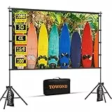 TOWOND Projektor-Leinwand, 100 Zoll (254 cm), tragbare Projektor-Leinwand und Ständer, Outdoor-Projektionsleinwand, 16:9, 4K-HD-Filmleinwand mit Tragetasche für Heimkino und Hinterhofkinoabende