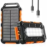 WOWMVP Solar Powerbank 26800mAh, PD15W Tragbare Solar Ladegerät USB C Externer Akku Outdoor Wasserdichtes mit LED-Licht und 3 Ausgängen für Smartphones Tablets Camping (Orange)