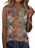 YUTILA Top Damen V-Ausschnitt Ärmellos Sommer Oberteile Casual Basic Einfarbig Tanktops Henley Shirt mit Knöpfen