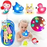 YOUYIKE Leuchtende Badespielzeuge, Kleinkind Badespielzeug mit Licht, LED Badewannen Spielzeug Kinder, Badespielzeug Baby Kleinkinder Jungen Mädchen ab 1 2 3 Jahr (Badewannen Spielzeug)