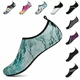 SAGUARO Herren Barfußsschuhe Damen Aqua Schuhe Frauen rutschfest Männer Badeschuhe für Yoga Aqua Wassersport Marmorierte Türkis 40/41 EU