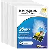 KTRIO Laminierfolien A4, Selbstklebende Laminierfolie, Kaltlaminierfolie, Laminieren ohne Gerät, 25 Stück Transparent Kaltlaminierfolie für Bastelarbeiten, Fotos, Speisekarten usw, 220 mm x 310 mm