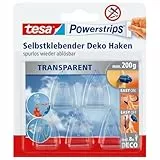 tesa Powerstrips DECO Haken SMALL - Klebehaken für Deko an Glas und Spiegel - bis zu 200 g Haltekraft
