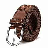 DonDon Stoffgürtel Stretchgürtel geflochten und elastisch Gürtel für Damen und Herren Länge 100 cm bis 130 cm hellbraun