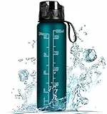 FULDENT Trinkflasche 1L Sport Wasserflasche BPA-frei mit rutschfestem Gummi-Griff für Fahrrad, Outdoor, Schule, Gym