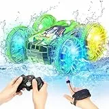 AmazeFun Amphibienfahrzeug Ferngesteuertes Auto ab 4 5 6 7 8 9 Jahre Gestensensor RC Auto Indoor & Outdoor Spielzeug für Kinder Ferngesteuertes Boot Pool Strand Spielzeug Geburtstags Geschenke Junge