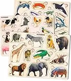 QUOKKA Spielzeug Puzzle ab 1 2 Jahre - 3 Set Montessori Holz Steckpuzzle für Kinder ab 3 4 - Realistischer Tiere Holzpuzzle ab 2 Jahre - Lernspielzeug für Mädchen and Jungen