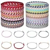 LXUEJIE 30 Stück Gewebte Freundschaftsarmbänder, Bunt Freundschaft Armbänder Verstellbar Surfer Wickelarmband Fußkettchen Dünn Geflochtenes Schnurarmbänder für Frauen Mädchen