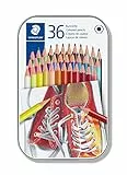 STAEDTLER Buntstifte, traditionelle Sechskantform, entsprechend Spielzeugrichtlinie EN71, Metalletui mit 36 leuchtenden Farben, 175 M36