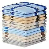 URAQT Taschentücher Herren 38cm x 38cm, 12 Stück Herrentaschentücher Karomuster, Polyester-Baumwolle Handkerchief Wiederverwendbar, Hochzeits- und Herrengeschenke, 6 Farb-C