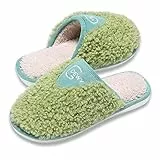 GOEWY Hausschuhe Damen Winter Pantoffeln Herren Plüsch Wärme Weiche Bequem Rutschfeste Memory Foam Slippers(Grün,37/38EU)