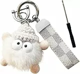 ZVRSUA Schlüsselanhänger Leder für Auto Motorrad，Schlüsselband D Ring Schlüsselring Ersetzen Zubehör，Schlüsselanhänger mit Karabiner with Niedlich Weicher Plüsch，Geschenk für Damen Herren (Weiß)