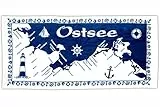 ELLUG Großes maritimes Handtuch, Badetuch Strandtuch 100% Baumwolle Velours und Frottee Urlaub 75 * 160cm (Ostsee)
