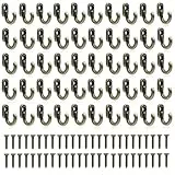 RTSHUK 50 Stück Mini Haken, 18 x 13 mm Antik Schlüsselhaken Bronze Einzelhaken Wandhaken zum Schrauben Wandhaken Klein Vintage Schlüssel Haken für Schlüssel Schmuck Taschen Handtücher Küche Bad