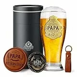 CROWNLY CRYSTAL® Personalisiertes Bierglas Geschenk für Papa Geburtstag Weihnachten Bester Vater Geschenk für Männer Eltern