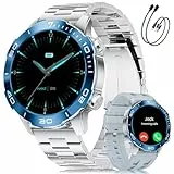 BENYAR SMART Smartwatch Herren mit Telefonfunktion Militär, 1.43' AMOLED Sportuhr mit 170+Sportmodi/800mAh Großer Akku, Herzfrequenz Schlafmonitor, IP68 Wasserdicht Fitnessuhr für Android iOS,Silber