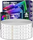 LETIANPAI 60m/200ft Outdoor LED Strip Lights Waterproof,IP68 Outsideled strips wasserdicht with App and Remote,Music Sync RGB Exterior Led Rope Lights with Self Adhesive Back