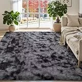 ISMOL Weicher Flauschiger 180x270cm Zottelteppich Wohnzimmer Schlafzimmer Flächenteppich Waschbarer Rutschfester Teppich Im Freien Flur Moderner Dekorativer Teppich(dunkelgrau)