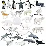 26 Stück Arktis Antarktis Ozean Meer Tierfiguren, Mini Kunststoff Polar Tier Figur, Pinguin Eisbär Robbe Schneeeule unter dem Meer Leben Figuren Geburtstag Kuchen Topper Geschenk Osterei Füller