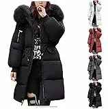 Generisch Daunenjacke Damen, Daunenjacken Wintermantel Lang Winterjacke Elegant Winter Parka Steppmantel Puffer Jacke Daunenmantel Winterparka, Schwarz