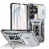 Doeshine Hülle für Samsung Galaxy S26 Ultra, Handyhülle mit 2 Stück Displayschutzfolie & Kameraschutz, 360° Rotate Ring Ständer, Robust Fallschutz Outdoor Militär Schutzhülle Galaxy S26 Ultra (Grau)