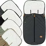 Fillikid Fußsack Light Big Sommerfußsack mit Baumwoll-Jersey universal Buggy Kinderwagen Jogger 100x50cm (Grau)