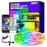 vimeepro 15M LED Strip IP68 Outdoor LED band Waterproof mit Remote/APP Control, musiksynchronisierte RGB led streifen aussenbereich für Schlafzimmer Dach Garten Treppe