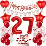 Geburtstagsdeko 27 Jahre Frau, Ballon 27 Deko Rot, Luftballons 27. Geburtstag Frauen, Rot 27 Geburtstagsdeko Frau, 27 Jahr, Ballon 27 Jahr Party Dekoration